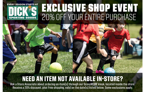 Dick’s Sporting Goods 20% Off Entire Purchase